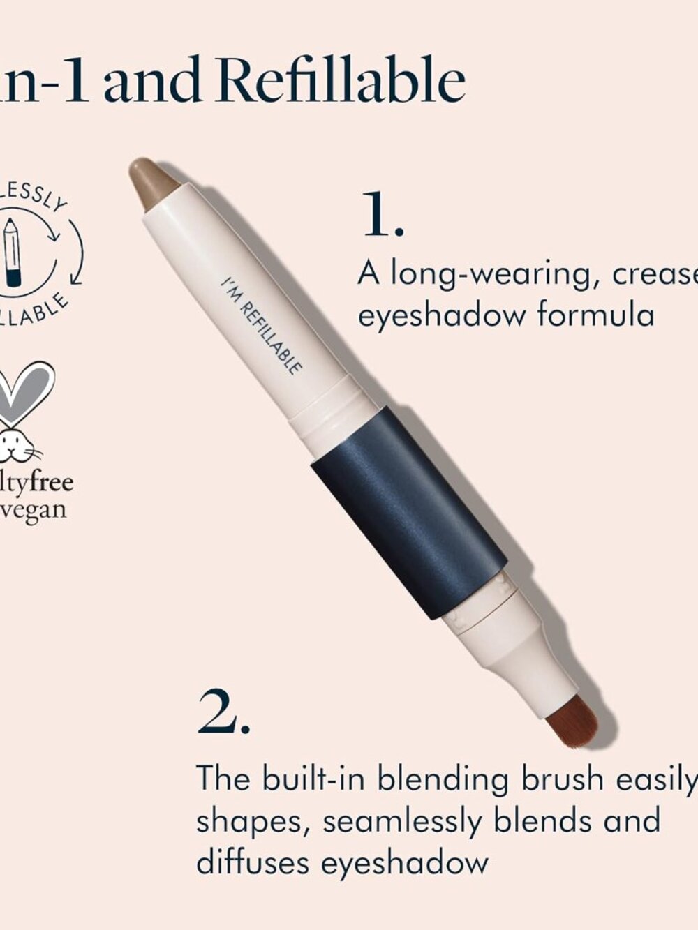 TRE'STIQUE Shadow Crayon, Refillable Eyeshadow With Blending Brush - Purple - Picture 2 of 4